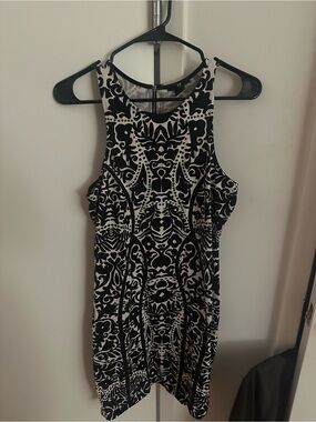 h&m black and white embroidered dress Women's Black/white patterned Balloon-sleeved Cotton Dress